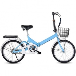 GOLDGOD Bicicleta 20 Pulgadas Estudiante Plegable Bicicleta, Velocidad Única Absorción De Impacto Plegado Bicicleta Para Hombre Y Mujer Comodidad Bicicleta Con Frenos De Acero En V Y Neumáticos Antideslizantes, Azul
