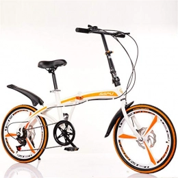 ALUNVA Plegables 20 Pulgadas Folding City Bike, 7 Velocidad Gear Bicicleta Portátil, Marco De Acero Al Carbono Mini Bicicleta Plegable Ligera-Blanco 155x105cm(61x41inch)