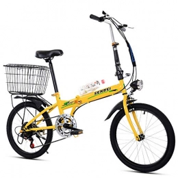 YSHUAI Bicicleta 20 Pulgadas Ultraligero Bicicleta Plegable Con Velocidad Variable Bicicleta De Hombres Y Mujeres Dispositivo Rueda Pequeña Bicicleta Para Estudiantes Adultos Bicicletas Plegables De Ocio, Amarillo