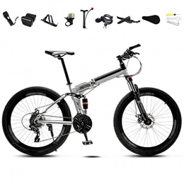 Llpeng Bicicleta 24-26 pulgadas Peso ligero plegable de MTB Bike, plegable for hombre de la bici de montaña for mujer, 30 velocidad bicis de velocidad variable, doble disco de freno ( Color : White , Size : 24'' )
