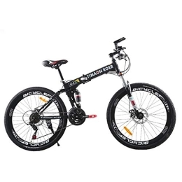 PXQ Bicicleta 24 velocidad Off-Road freno de disco bicicleta de montaña adulto 26 pulgadas plegable bicicleta de montaña con amortiguador delantero tenedor, alta de acero al carbono bicicleta de cola suave, Black