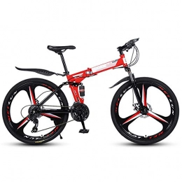 DEAR-JY Bicicleta 26 Pulgadas Bicicletas De Montaña Plegables, 3 Ruedas De Corte Marco De Acero De Alto Carbono Velocidad Variable Absorción De Doble Choque para Adultos All Terrain, Rojo, 27 Speed
