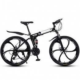 DEAR-JY Bicicleta 26 Pulgadas Bicicletas De Montaña Plegables, 6 Ruedas De Corte Marco De Acero De Alto Carbono Velocidad Variable Absorción De Doble Choque para Adultos All Terrain, Negro, 24 Speed