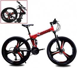 LCAZR Plegables 26 Pulgadas Bikes Bicicleta Montaña, Velocidad 21 Plegable de Aluminio Doble Freno Disco, para Hombres, Montar al Aire Libre, Unisex Adulto / Red
