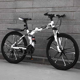 BEIGOO Bicicleta 26inch Bicicleta De Montaña, MTB Bicicleta, Resistente Y Ligero Al Aire Libre Bicicleta Plegable, Marco De Acero De Alto Carbono, para Los Hombres Mujeres Adolescentes Ciclismo-21velocidades-E blanca