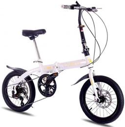 JSL Plegables 6 velocidades adulto plegable bicicleta unisex bicicleta ciudad bicicleta plegable bicicleta ligera aleación de aluminio cómodo sillín, manillar ajustable y freno de disco de asiento-Blanco