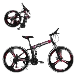 AASSDOO Plegables AASSDOO Bicicleta de montaña de 26 Pulgadas MTB Bicicleta Plegable - con Frenos de Disco Doble de 21 velocidades Suspensión Completa Bicicleta Deportiva Antideslizante para Adult