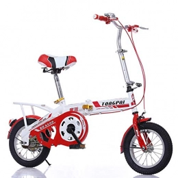 AI-QX Plegables AI-QX Diseño Ajustable de Student Crucero Bikes, Acero al Carbono, cojín cómodo, 3 tamaños, Rojo, 12''