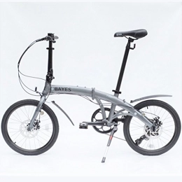 BAYES Plegables Aluminio Bicicleta plegable 20Bicicleta plegable 8velocidades Shimano frenos de disco gris S de mate Folding Bike