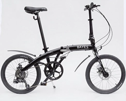 BAYES Bicicleta Aluminio Bicicleta plegable 20Bicicleta plegable 8velocidades Shimano frenos de disco negro mate