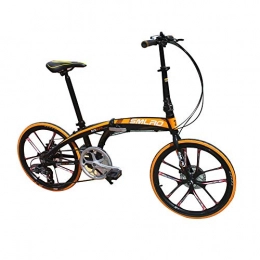 ANJING Bicicleta ANJING Bicicleta Plegable de 20 Pulgadas para Adultos, Engranajes Shimano de 6 Velocidades, Cuadro de Aleacin de Aluminio Ligero, Bici Compacta Plegable con Neumtico Antideslizante, Blackyellow