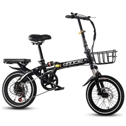 AOHMG Bicicleta AOHMG Bicicleta Plegable Adulto, 7-velocidades Peso Ligero Unisex Bici Plegable, Black_16in