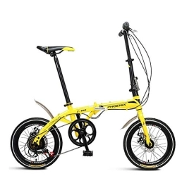 AOHMG Bicicleta AOHMG Bicicleta Plegable Adulto, Aluminio Urbana Bici Plegable Peso Ligero Sillin Confort, Yellow_16in