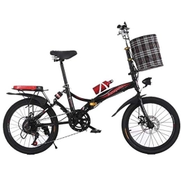 AOHMG Bicicleta AOHMG Bicicleta Plegable Adulto Peso Ligero, 6- velocidades Ciudad Bici Plegable con Sillin Confort, Black_20in