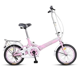 AOHMG Plegables AOHMG Bicicleta Plegable Adulto, Peso Ligero Single velocidades City Bici Plegable Unisex, Pink_16in