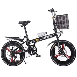 AOHMG Bicicleta AOHMG Bicicleta Plegable para Adultos livianos, 6- velocidades Asiento Ajustable, Black White_20in