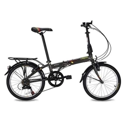 AOHMG Plegables AOHMG Bicicleta Plegable Peso Ligero, 6- velocidades Adulto Ciudad Bici Plegable con Sillin Confort, Black 2_20in