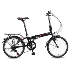AOHMG Plegables AOHMG Bicicleta Plegable Peso Ligero, 6- velocidades Adulto Ciudad Bici Plegable con Sillin Confort, Black_20in
