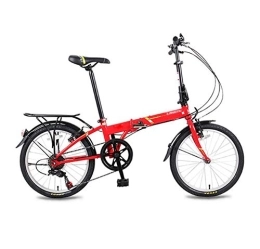 AOHMG Plegables AOHMG Bicicleta Plegable Peso Ligero, 6- velocidades Adulto Ciudad Bici Plegable con Sillin Confort, Red_20in