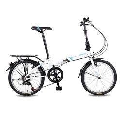 AOHMG Plegables AOHMG Bicicleta Plegable Peso Ligero, 6- velocidades Adulto Ciudad Bici Plegable con Sillin Confort, White_20in