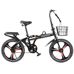 AOHMG Plegables AOHMG Bicicleta Plegable Peso Ligero Adulto, 6- velocidades Bici Plegable con Sillin Confort, Black_16in