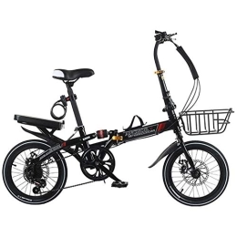 AOHMG Plegables AOHMG Bicicleta Plegable Peso Ligero Bici Plegable, 6- velocidades Asiento Ajustable con Freno de Disco Doble, Black_20in