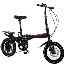 AOHMG Plegables AOHMG Bicicleta Plegable Peso Ligero Bici Plegable, 6-velocidades with Sillin Confort, Black_14in