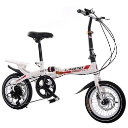 AOHMG Plegables AOHMG Bicicleta Plegable Peso Ligero Bici Plegable, 6-velocidades with Sillin Confort, White Red_14in