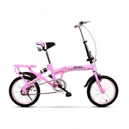 AOHMG Bicicleta AOHMG Bicicletas plegables para adultos, bicicleta plegable ligera de una sola velocidad con sillín cómodo, color rosa, 16 pulgadas