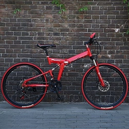 ASPZQ Plegables ASPZQ Bicicleta De Montaña De 26 Pulgadas para Hombres Y Femeninos De Doble Disco para Mujer Bicicleta De Montaña De La Bicicleta De Velocidad Variable, Rojo, 24 Inches