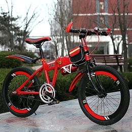 ASPZQ Plegables ASPZQ Bicicleta De Montaña para Niños Bicicletas De Velocidad Variable De Una Sola Velocidad Plegables para Estudiantes De Escuela Primaria Y Secundaria, Rojo, 18 Inches