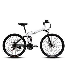 ASPZQ Plegables ASPZQ Bicicleta Plegable De Bicicleta De Montaña, 26 Pulgadas De 24 Pulgadas Velocidad Variable Doble Amortiguador Bicicleta para Hombres Mujeres-Estudiantes Y Viajeros Urbanos, Blanco, 24 Inches