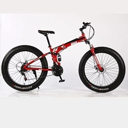 ASPZQ Bicicleta ASPZQ Moto De Nieve Plegable De 24 Pulgadas, Bicicleta De Montaña Velocidad Variable Dual Shock Absorber 4.0 Wide Gorra Grande Neumático ATV, Rojo