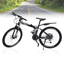 Atnhyruhd Bicicleta Atnhyruhd Bicicleta de montaña plegable de 26 pulgadas 21 velocidades MTB bicicletas para niñas jóvenes adultos bicicleta de montaña frenos de disco delanteros y traseros (negro y blanco)