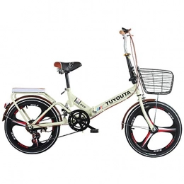 AUZZO HOME Plegables AUZZO HOME Bicicleta Plegable de Velocidad de 20 Pulgadas Bike Ligera de Acero Alto Carbono con absorción de Impactos Freno Doble Trasero Delantero para Adulto y Adolescente, Beige, Knife Wheel