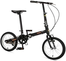 AYHa Plegables AYHa 16" Las bicicletas plegables, de alto carbono acero de la bici plegable de peso ligero, Mini marco reforzado de una sola velocidad de cercanías de bicicletas, ligero portátil, Negro
