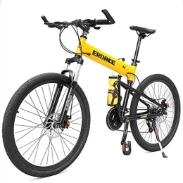 AYHa Bicicleta AYHa Adultos Niños bicicletas de montaña, bastidor de suspensión de aluminio completo de suspensión delantera de bicicletas de montaña, bicicletas de montaña plegable, asiento ajustable, Amarillo, 26 P