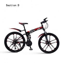 AYHa Bicicleta de montaña para adultos, freno de disco doble 24/26 pulgadas Bicicleta de carretera plegable Acero de alto carbono 21/24/27/30 Velocidad Doble absorción de impactos,rojo negro,B 26" 30