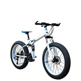 AYHa Bicicleta AYHa Bicicletas de montaña para adultos, doble freno de disco 20 / 26 pulgadas plegable 4.0 Fat Tire Bike 7 / 21 / 24 / 27 / 30 velocidad con la absorción de choque, Amarillo, B 7 velocidad