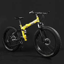 AYHa Bicicleta AYHa Bicicletas de montaña para adultos, marco plegable Fat Tire de doble suspensión de bicicleta de montaña, el marco de acero al carbono de alta, todo terreno para bicicleta de montaña, 24" Amarillo