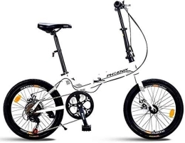 AYHa Bicicleta AYHa Bicicletas plegables adultos, 20" 7 Velocidad del freno de disco Mini plegable bicicleta, acero de alto carbono de peso ligero bastidor reforzado portátil del viajero de la bici, Blanco