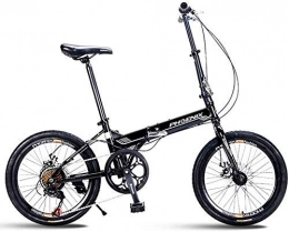 AYHa Plegables AYHa Bicicletas plegables adultos, 20" 7 Velocidad del freno de disco Mini plegable bicicleta, acero de alto carbono de peso ligero bastidor reforzado portátil del viajero de la bici, Negro