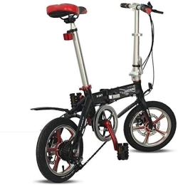 AYHa Bicicleta AYHa Luz bicicleta plegable de peso, de 14 pulgadas de 6 velocidades de doble freno de disco plegable de bicicletas, adultos marco Hombres Mujeres Mini reforzado del viajero de la bici, Negro