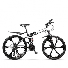 AYHa Plegables AYHa Plegable bicicleta de montaña, 26 pulgadas de bicicletas para adultos Ciudad de doble freno de disco 21 / 24 / 27 / 30 Doble velocidad de absorción de choque unisex, blanco negro, E 21 Velocidad