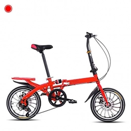 AYHa Bicicleta AYHa Plegable bicicleta, doble freno de disco 20" adultos bici de la ciudad de una pieza ajustable del asiento del manillar de la rueda trasera con 6 velocidad Plataforma unisex, rojo