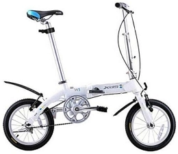AYHa Plegables AYHa Unisex Bicicleta plegable, de 14 pulgadas mini solo velocidad Urban Commuter bicicletas, bicicletas plegable compacta con guardabarros delantero y trasero, Blanco