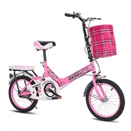B-yun Bicicleta Plegable De 20 Pulgadas Luz De Trabajo para Niños Y Adultos Bicicleta Amortiguadora Multifuncional Portátil Ladies Shopper City Bicycle(Color:Rosado)