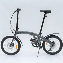 BAYES Bicicleta Bayes – Bicicleta plegable de aluminio Shimano, de 20 pulgadas con 8 velocidades, con frenos de disco, color grau seidenmatt, tamaño 86 x 32 x 67 cm, tamaño de rueda 20.00 inches