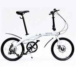 BAYES Bicicleta BayesBicicleta plegable de aluminio Shimano, de 20 pulgadas con 8velocidades, con frenos de disco, color blanco brillante, tamao 86 x 32 x 67 cm, tamao de rueda 20.00 inches