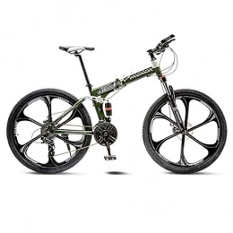 BEIGOO Plegables BEIGOO 24pulgada Plegable Bicicleta De Montaña, Unisex Bicicleta Plegable, Velocidad Variable Suspensión Folding Bike, para Hombres Y Mujeres Adultos Adolescentes-24velocidades-Verde A